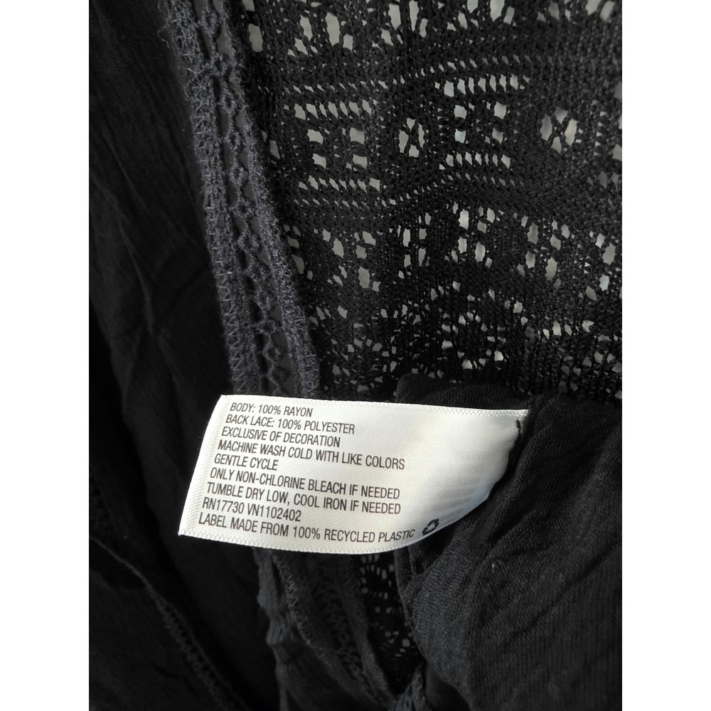 Xhilaration Black Crochet Lace Back Kimono Vest Tassel Fringe XS/S - Picture 6 of 6